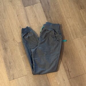 Figs Charcoal Gray Joggers with Teal Accents